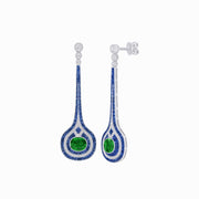 Art Deco Inspired Diamond Drop Earrings With Gemstone - Shahin Jewelry